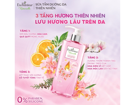 Sữa Tắm Dưỡng Da Thiên Nhiên Naturelle Hương Hoa Iris 510g Enchanteur ảnh 2