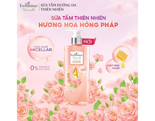 Sữa Tắm Enchanteur Dưỡng Da Thiên Nhiên Naturelle Hương Hoa Hồng 510g