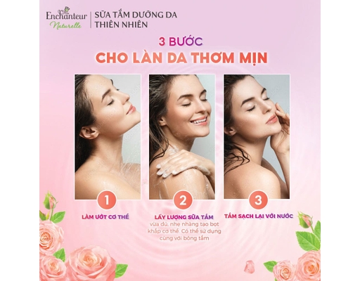Sữa Tắm Dưỡng Da Thiên Nhiên Naturelle Hương Hoa Hồng 510g Enchanteur ảnh 3