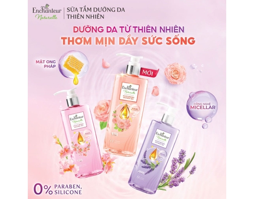 Sữa Tắm Dưỡng Da Thiên Nhiên Naturelle Hương Hoa Hồng 510g Enchanteur ảnh 4