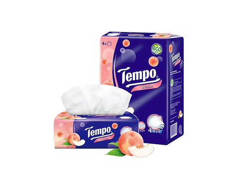 Lô 4 Gói Khăn Giấy Rút Hương Đào 4 Lớp 90 Tờ Tempo ảnh 1