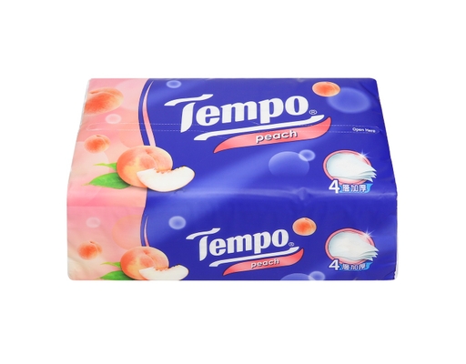 Khăn Giấy Gói Rút Hương Đào 4 Lớp 90 Tờ Tempo ảnh 0