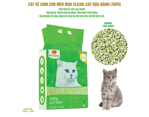 Cát Vệ Sinh Đậu Nành Hương Trà Xanh 2.5kg Max Clean ảnh 2