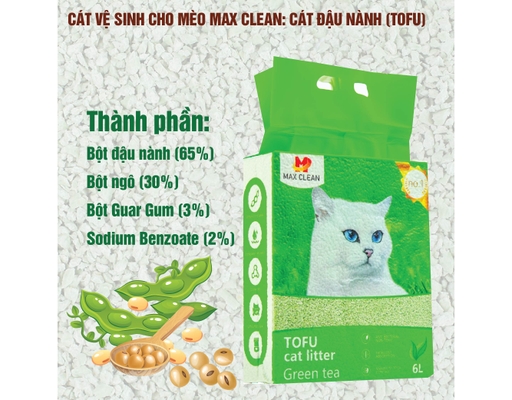 Cát Vệ Sinh Đậu Nành Hương Trà Xanh 2.5kg Max Clean ảnh 3