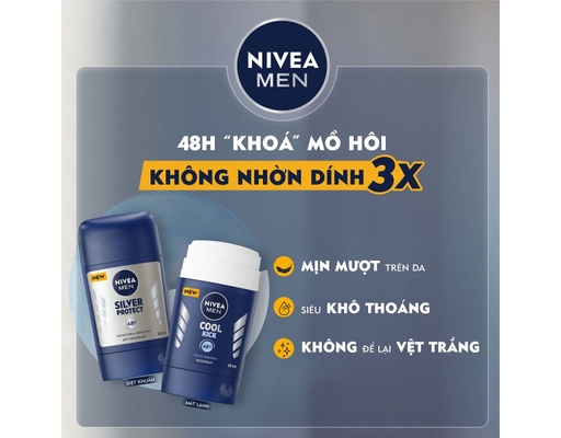 Sáp Ngăn Mùi 48h Cho Nam Phân Tử Bạc Silver Protect 48h Anti-Perspirant Deodorant 50ml Nivea ảnh 2