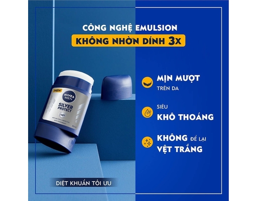 Sáp Ngăn Mùi 48h Cho Nam Phân Tử Bạc Silver Protect 48h Anti-Perspirant Deodorant 50ml Nivea ảnh 3