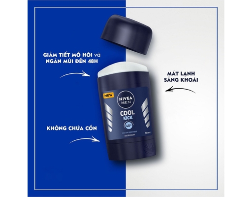 Sáp Ngăn Mùi Cho Nam Mát Lạnh Cool Kick 48h Anti-Perspirant Deodorant 50ml Nivea ảnh 1