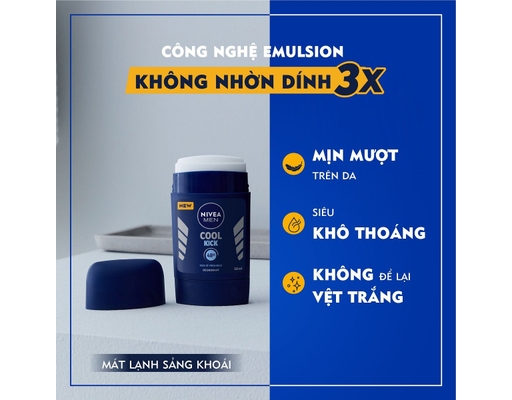 Sáp Ngăn Mùi Cho Nam Mát Lạnh Cool Kick 48h Anti-Perspirant Deodorant 50ml Nivea ảnh 3