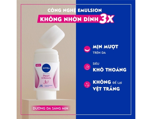 Sáp Ngăn Mùi Ngọc Trai Đẹp Quyến Rũ Pearl & Beauty 48h Anti-Perspirant Deodorant 50ml NIVEA ảnh 3