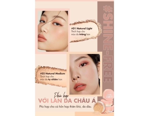 Phấn Phủ Dạng Bột Kiềm Dầu Shine Free Màu 01 Light Nature 10g Silkygirl ảnh 2