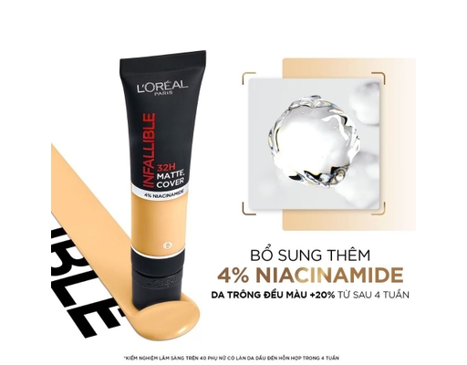 Kem Nền Che Phủ Cao Kiềm Dầu Infallible 32h Matte Cover Màu #105 Cool Undertone 30ml L'Oreal ảnh 1