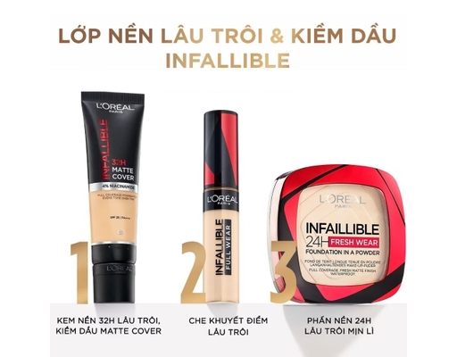 Kem Nền Che Phủ Cao Kiềm Dầu Infallible 32h Matte Cover Màu #105 Cool Undertone 30ml L'Oreal ảnh 2