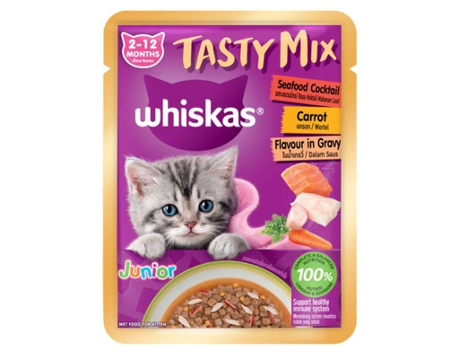 Thức Ăn Ướt Dành Cho Mèo Con Vị Hải Sản Cà Rốt 70g Whiskas ảnh 0