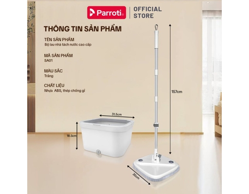 Bộ Lau Nhà Tách Nước Thông Minh Spin SA01 Parroti ảnh 2