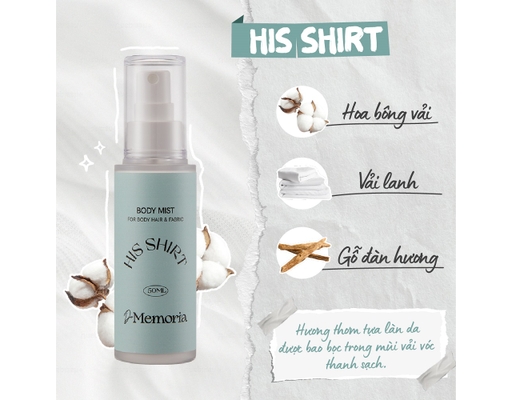 Xịt Thơm Toàn Thân Hương His Shirt #04 50ml De Memoria ảnh 2
