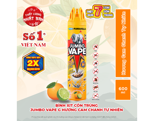 Xịt Côn Trùng Vape Hương Cam Chanh 600ml Jumbo ảnh 2