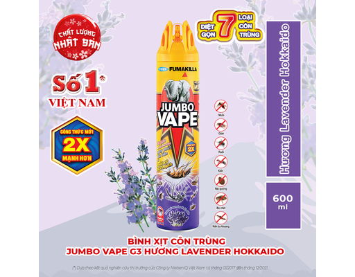 Xịt Côn Trùng Vape Hương Hoa Oải Hương 600ml Jumbo ảnh 2