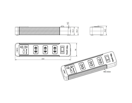 Ổ Cắm ESK 4BR Màu Đen Dây 2m Điện Quang ảnh 2