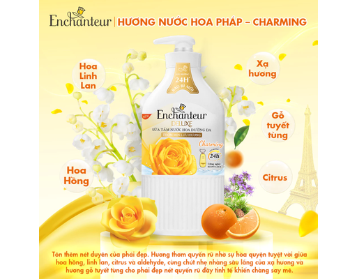 Sữa Tắm Dưỡng Da Hương Nước Hoa Charming 650g Enchanteur ảnh 5