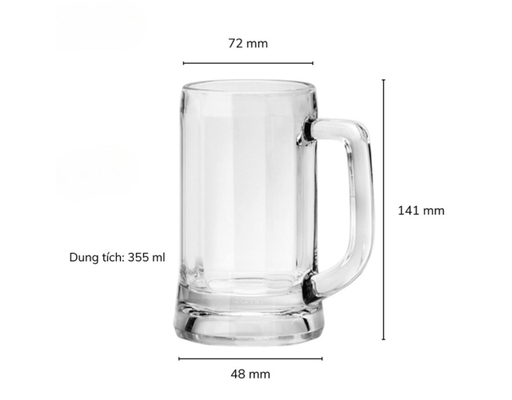 Bộ 3 Ly Beer Thủy Tinh Munich 355ml Ocean ảnh 3