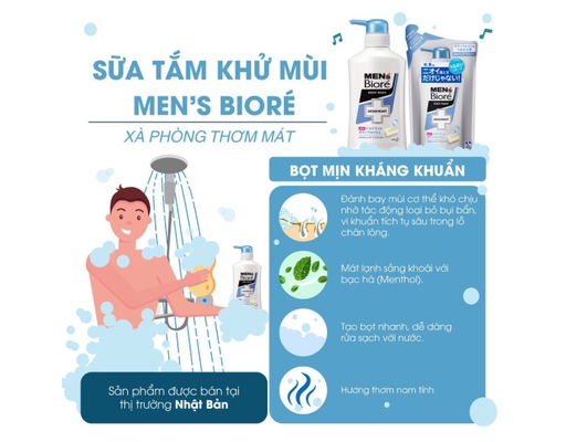 Sữa Tắm Khử Mùi Cho Nam Men's Xà Phòng Thơm Mát 440ml Bioré ảnh 2