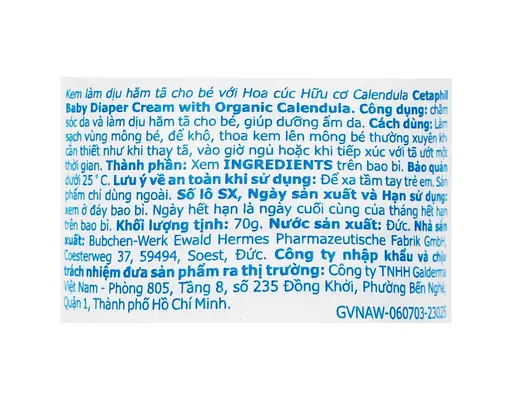 Kem Chống Hăm Tã Dịu Lành Calendula 70g Cetaphil ảnh 3