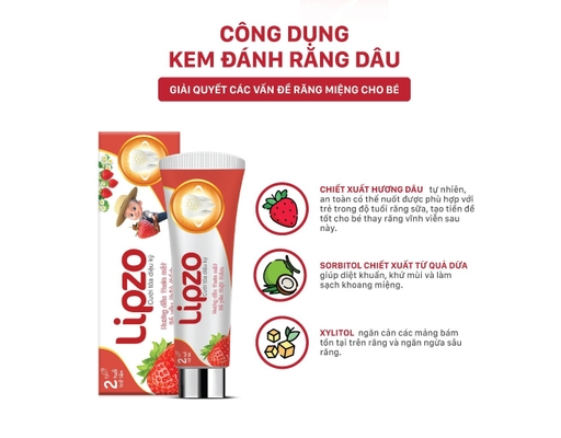 Kem Đánh Răng Trẻ Em Vị Dâu 75g Lipzo ảnh 2