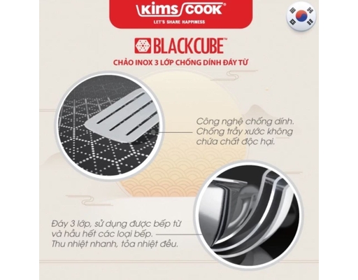 Chảo Blackcube Inox 3 Lớp Đáy Từ 22cm Kims Cook ảnh 7