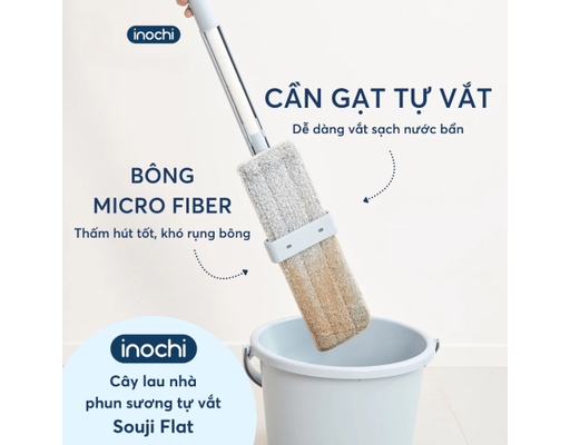 Cây Lau Nhà Phun Sương Tự Vắt Souji Flat Inochi ảnh 6