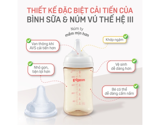 Bình Sữa PPSU Plus WN3 Phiên Bản Nhật 240ml Cho Bé Từ 3 Tháng Tuổi Hình Ngôi Nhà Pigeon ảnh 5