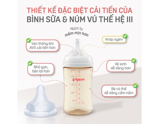 Núm Vú Silicone Siêu Mềm Plus WN3 Size M Cho Bé Từ 3 Tháng Tuổi Vỉ 2 Cái Pigeon ảnh 3