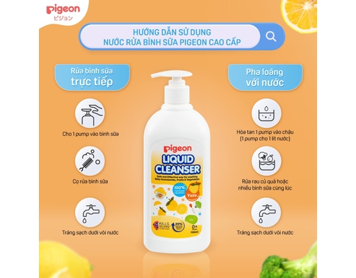 Nước Rửa Bình Sữa Hương Yuzu Túi Refill 650ml Pigeon ảnh 5