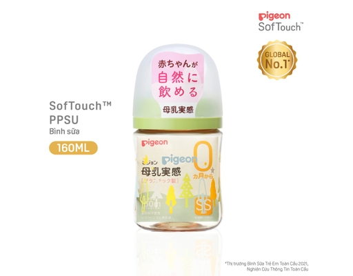 Bình Sữa PPSU Plus WN3 Phiên Bản Nhật 160ml Cho Bé Từ 0 Tháng Tuổi Hình Cây Pigeon ảnh 1