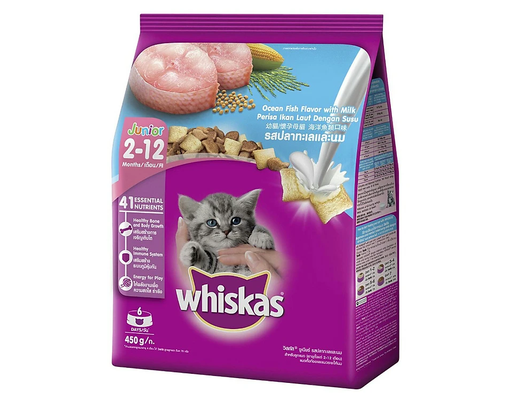 Thức Ăn Dạng Hạt Cho Mèo Con Vị Cá Biển Và Sữa 450g Whiskas ảnh 0