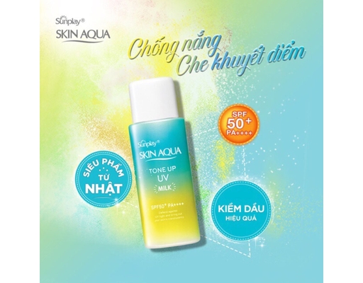 Sữa Chống Nắng Hiệu Chỉnh Sắc Da Skin Aqua Tone Up Milk Mint Green SPF50+ PA++++ 50g Sunplay ảnh 3