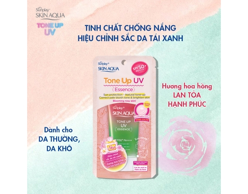 Tinh Chất Chống Nắng Hiệu Chỉnh Sắc Da Skin Aqua Tone Up Essence Rose SPF50+ PA++++ 50g Sunplay ảnh 3