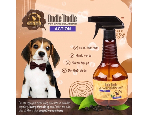 Xịt Khử Mùi Budle'Budle Dưỡng Lông Cho Chó Hương Năng Động 530ml
