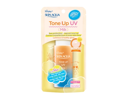Sữa Chống Nắng Hiệu Chỉnh Sắc Da Skin Aqua Tone Up Milk Latte Beige SPF50+ PA++++ 50g Sunplay ảnh 2