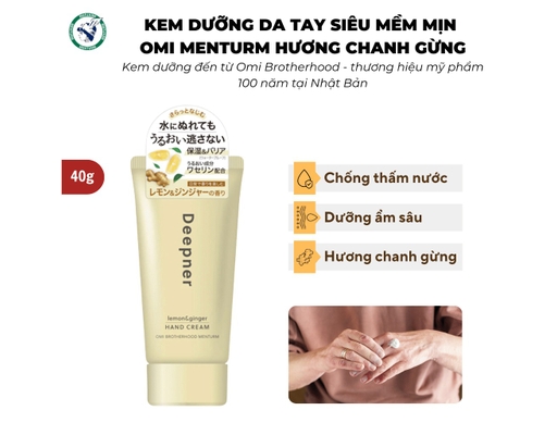 Kem Dưỡng Tay Mềm Mịn Hương Chanh Gừng Menturm Lemon&Ginger Hand Cream 40g Omi Brotherhood ảnh 2