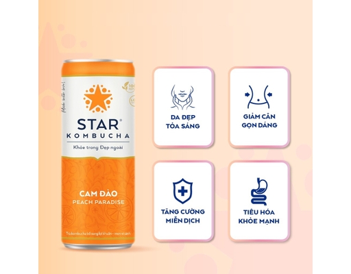 Trà Lên Men Bổ Sung Lợi Khuẩn Vị Cam Đào - Peach Paradise 250ml Star Kombucha ảnh 2