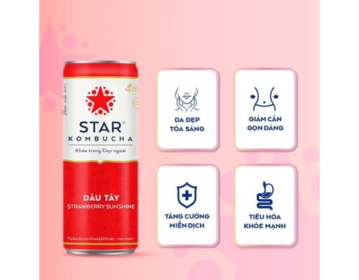 Trà Lên Men Bổ Sung Lợi Khuẩn Vị Dâu Tây - Strawberry Sunshine 250ml Star Kombucha ảnh 2