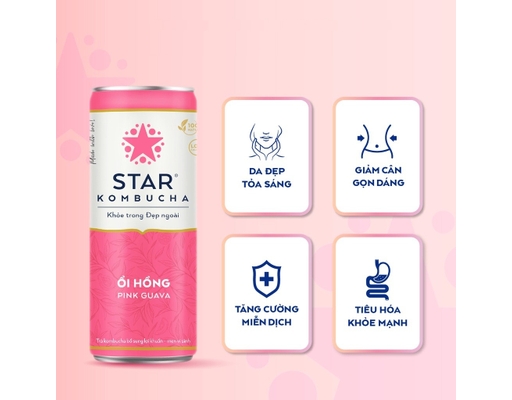 Trà Lên Men Bổ Sung Lợi Khuẩn Vị Ổi Hồng - Pink Guava 250ml Star Kombucha ảnh 2