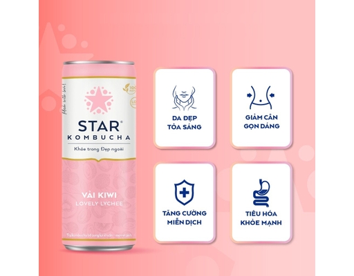 Trà Lên Men Bổ Sung Lợi Khuẩn Vị Vải Kiwi - Lovely Lychee 250ml Star Kombucha ảnh 2