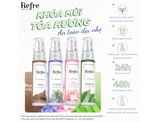 Xịt Khử Mùi Natural Hương Trà Xanh 30ml Refre ảnh 2