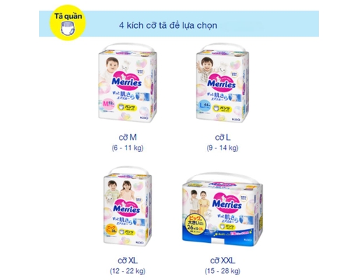 Tã Quần Merries XXL32 Cho Bé 15-28kg 32 Miếng