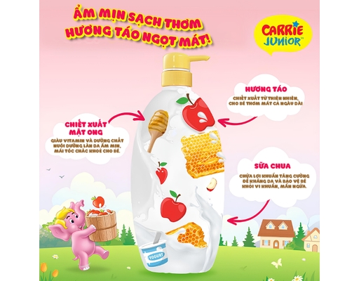 Sữa Tắm Gội Yoghurt Hương Táo 700g Carrie Junior ảnh 2