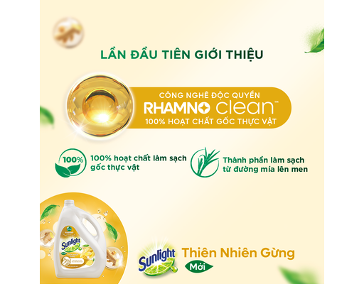 Nước Rửa Chén Thiên Nhiên Sunlight Hương Gừng Gốc Thực Vật 3.5kg
