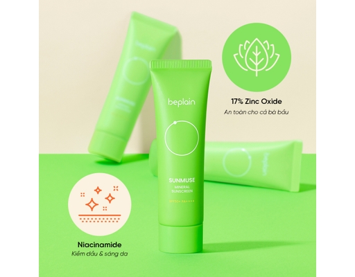 Kem Chống Nắng Vật Lý Mịn Lì Nâng Tone Nhẹ Sunmuse Mineral SPF50+PA++++ 50ml BEPLAIN ảnh 6