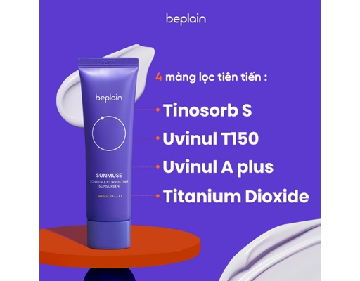 Kem Chống Nắng Hiệu Chỉnh Màu Da Vật Lý Lai Hóa Học Sunmuse Toneup&Correct SPF50+ PA++++ 50ml BEPLAIN ảnh 4