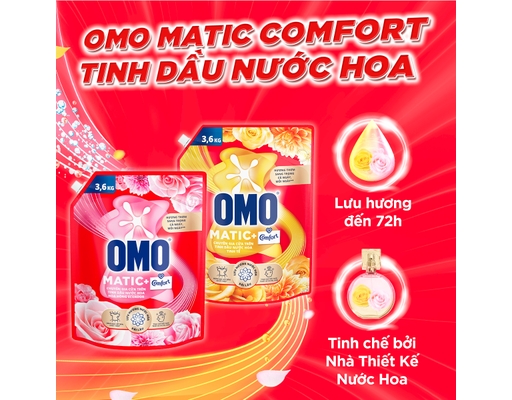 Nước Giặt Matic Cửa Trên Hương Comfort Hoa Hồng Ecuador 4.1kg OMO ảnh 3